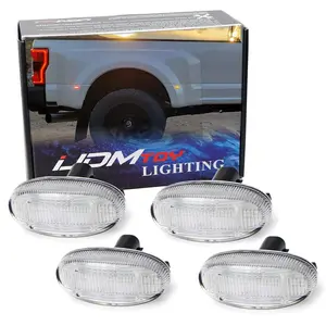 iJDMTOY Clear Lens Amber/Red Full LED Trunk Bed Marker Lights Set For 2011-up Ford F250-F550 Super Duty Truck Double Wheel Side Fenders, Powered by Total 48 LED