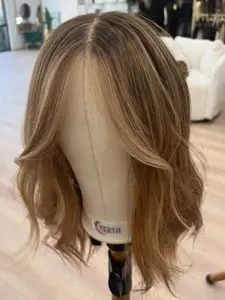 Soft 14 Inch 150 Density Highlight Blonde Straight Wig 13x4, 100% Human Hair, Front Cut Baby Hair Lace, Glueless Frontal Wigs, Women's Daily Wear