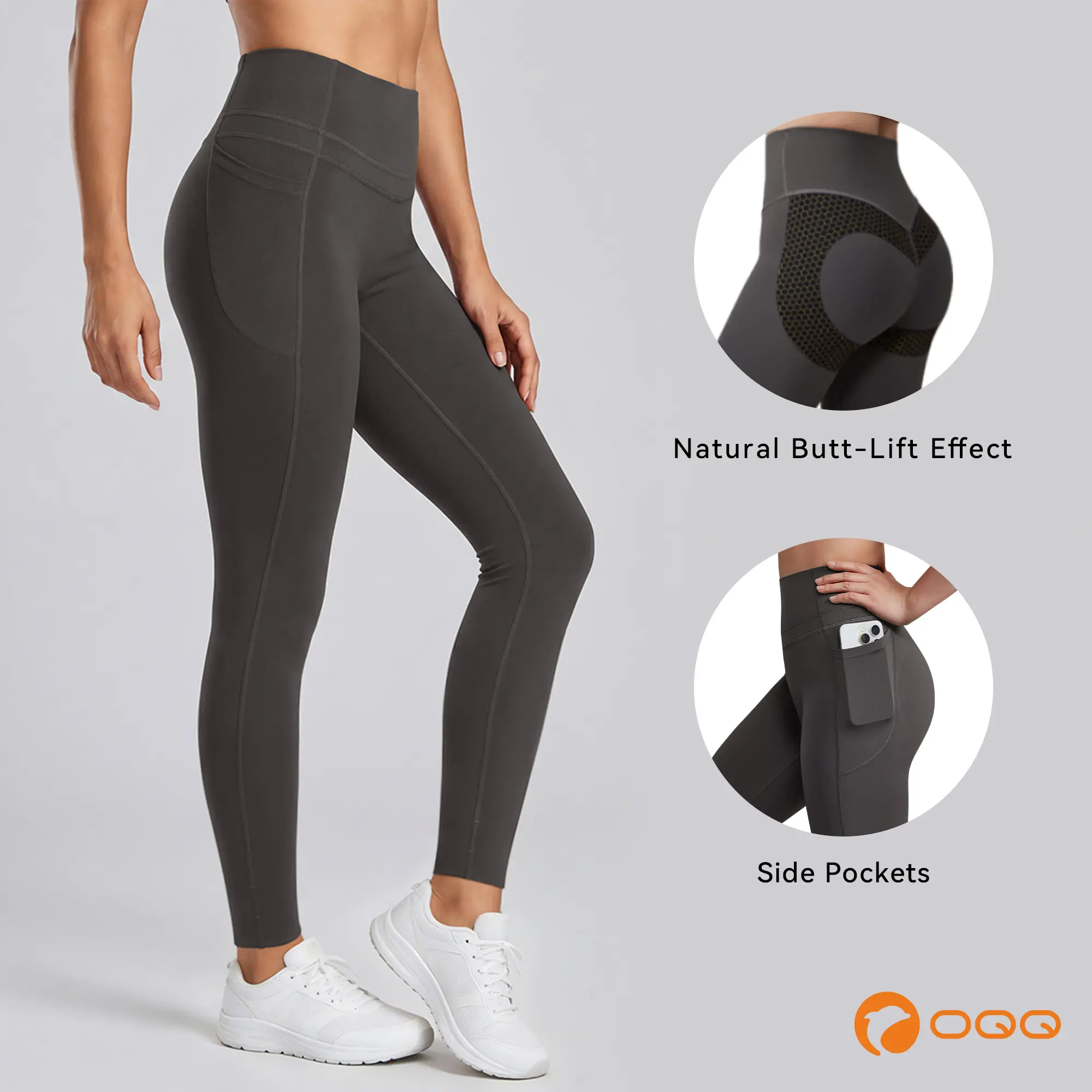 OQQ Women’s High Waisted Butt-Lift Leggings with Side Pockets Comfortable Casual Leggings,back to school shopping