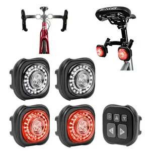 RGB LED Strobe Light, Wireless Remote Control  Flash Warning Light, Multifunctional for Bike, Car and Integrated Handlebar E-Bike, with Controlled Left/Right Turning Signal, Rechargeable Battery, IP67 Waterproof, High Brightness for Cycling Safety