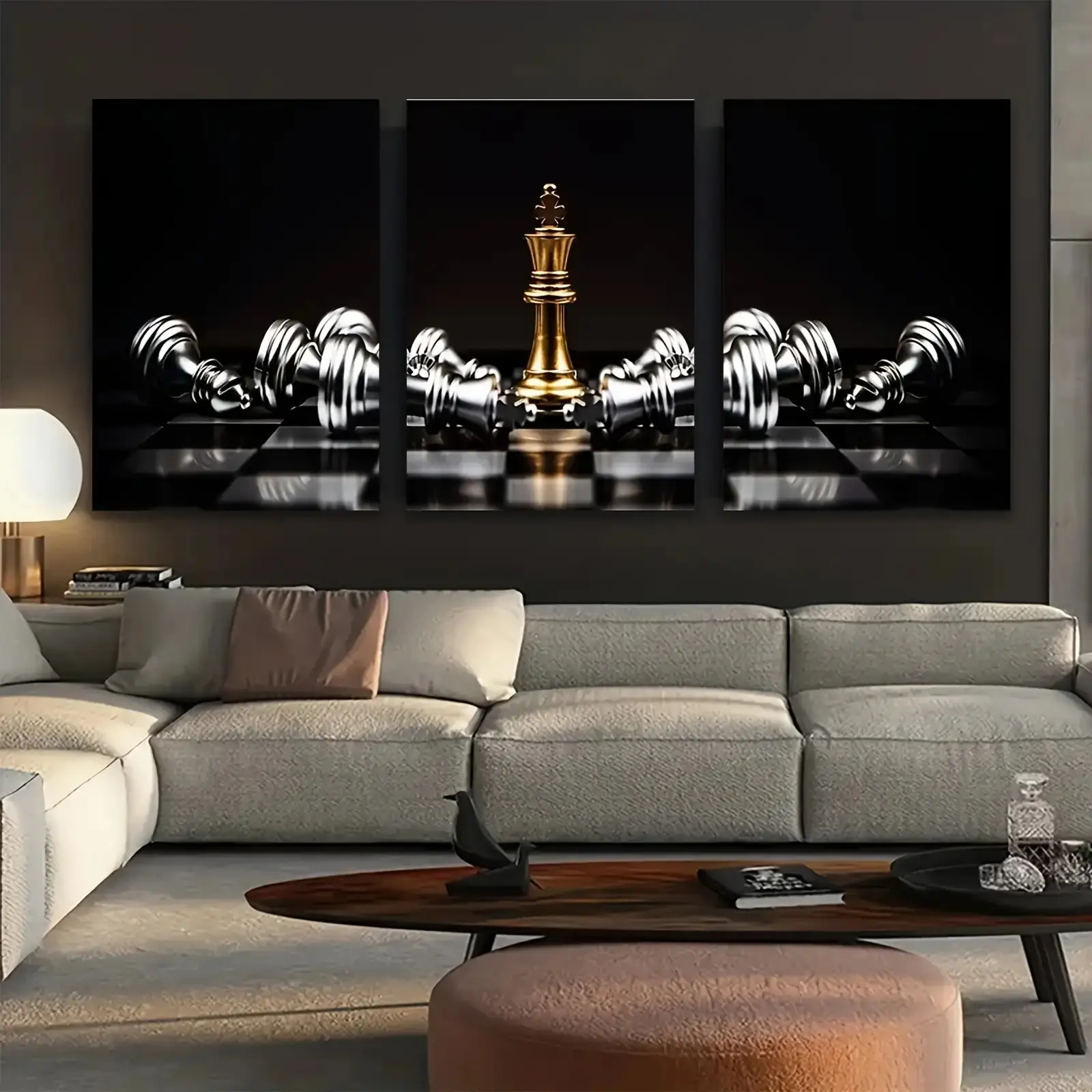Modern Cool Design Chess King Canvas Print with Pine Wood Frame, High-Quality Indoor Home Wall Decor Supply