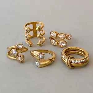 European - American Style Women's Stainless Steel Zircon Ring - Niche Design, Non - Fading Titanium Steel Jewelry