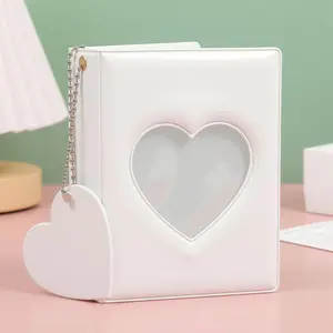 Mini Photo Album with Heart Window – 32 Pockets for Small Photos & Cards