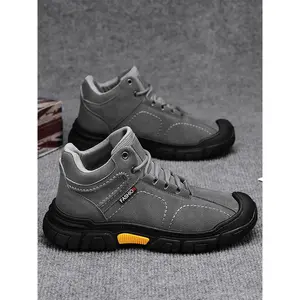 Men's Anti-Slip High-Top Hiking Shoes, Durable Waterproof Outdoor Casual Sneakers, Non-Slip Work Safety Boots for Construction
