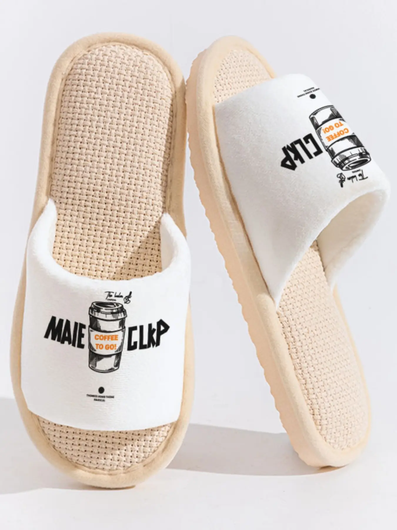 American Retro Coffee Cup "COFFEE TO GO" Slippers Cloud-Feeling Vintage Street Style Indoor Outdoor Must-Have