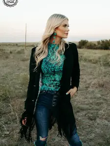 Long Fringe Black Jacket