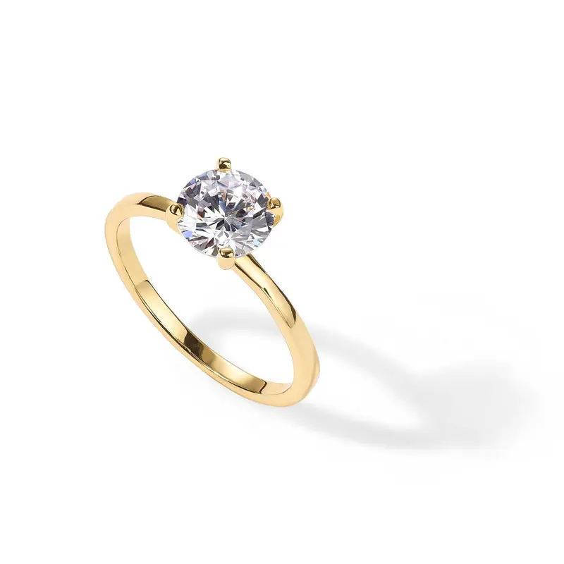 Unisilver 925 Sterling Silver Round Cut CZ Stone Ring (RS221-1001