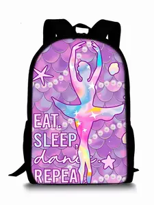 Single-layer backpack with yoga and dance pattern print