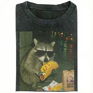 Raccoon Eating Taco - Raccoon Funny Meme Shirt Funny Graphic Tee Silly Shirt Gift Sarcastic Novelty Shirts Womens T-Shirt Vintage