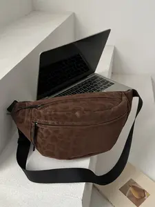 Women's Leopard Print Zipper Belt Bag & Chest Bag, Fashionable Modern Style, Simple Elegance, Versatile Waist Pack, Trendy Accessory, Casual Bum Bag, Zipper Bum Bag