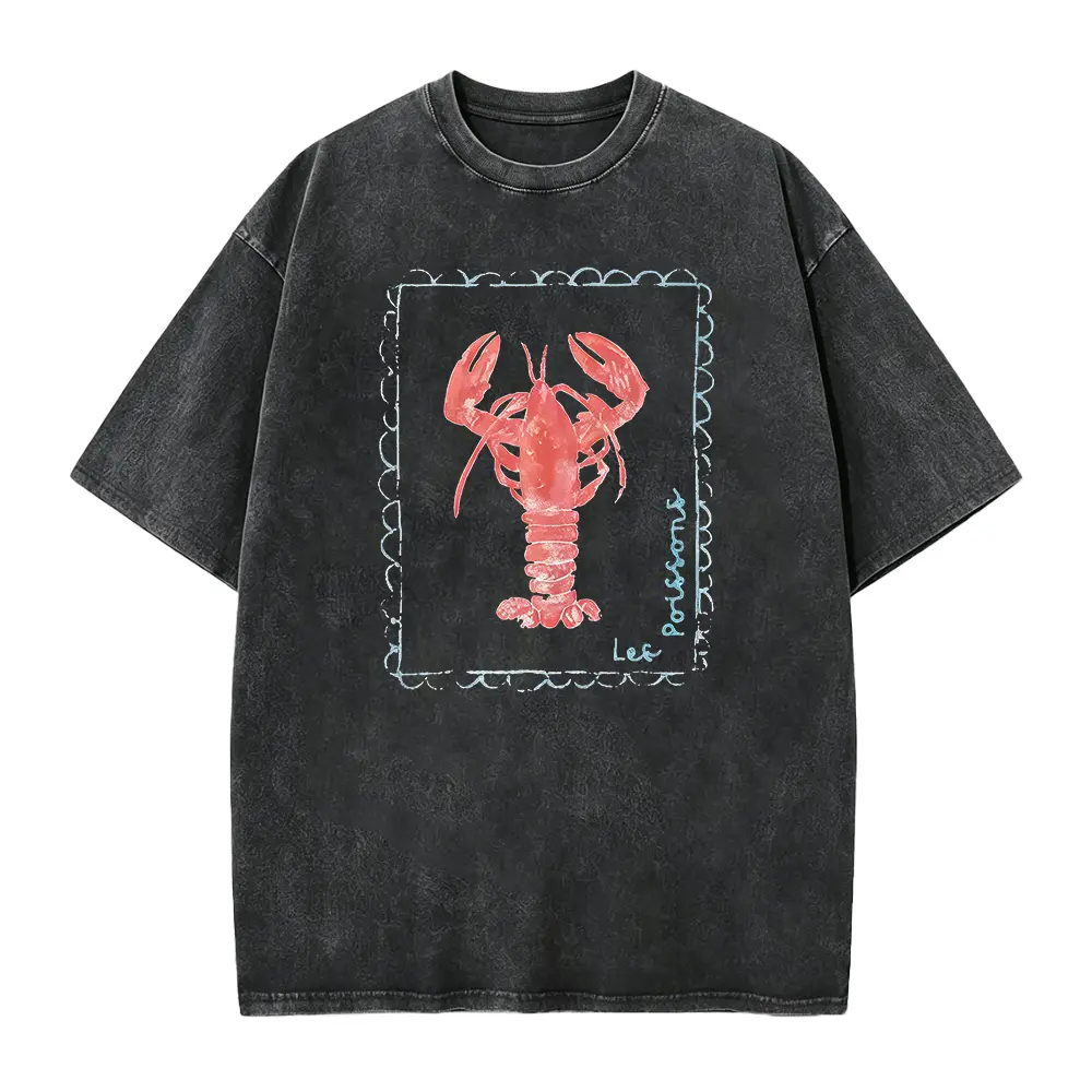 Colors Sea Lobster Shirt, French Coastal Distressed, Nautical Fisherman Style, Summer Vibes, Beach, Vintage Summer, Unisex T-shirt, 100% Premium Cotton, Casual Style,
