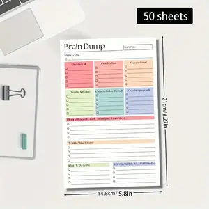 50-Page Brain Dump and To-Do Notebook |   A5 Size Daily Task Manager for Self Planners, Project Managers, and Personal Organizers, Undated, Blank Pages, Premium Paper, Minimalist Planner, High-Quality Finish