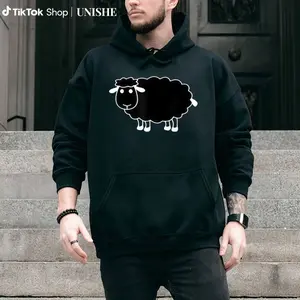 Unisex Vintage Sheep Print Hoodie – Lightweight Material, Loose and Comfortable Fit