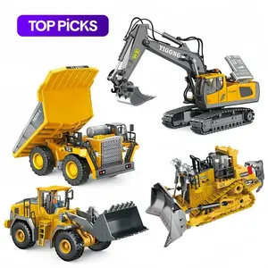 Yellow Remote Control Construction Vehicle, Excavator Dump Truck Bulldozer Perfect Gift for Kids Birthday Halloween Christmas