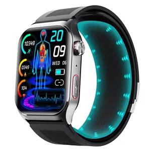 Smart Watch with Air Pump Airbag Strap, 2.1 Inch Screen, ECG PPG EDA Detection, Blood Pressure SpO2 Heart Rate Sleep Tracker, Voice Broadcast, SOS Fall Alarm, AI Health Analysis, Remote Family Care, IP Waterproof Sports Bracelet, Wearable, Android