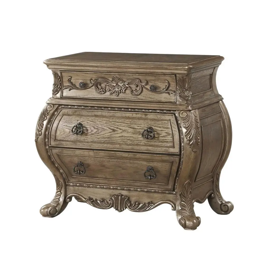 Vintage Oak Wood Nightstand, Traditional Wooden Finish, Classic Design Indoor Furniture Side Table