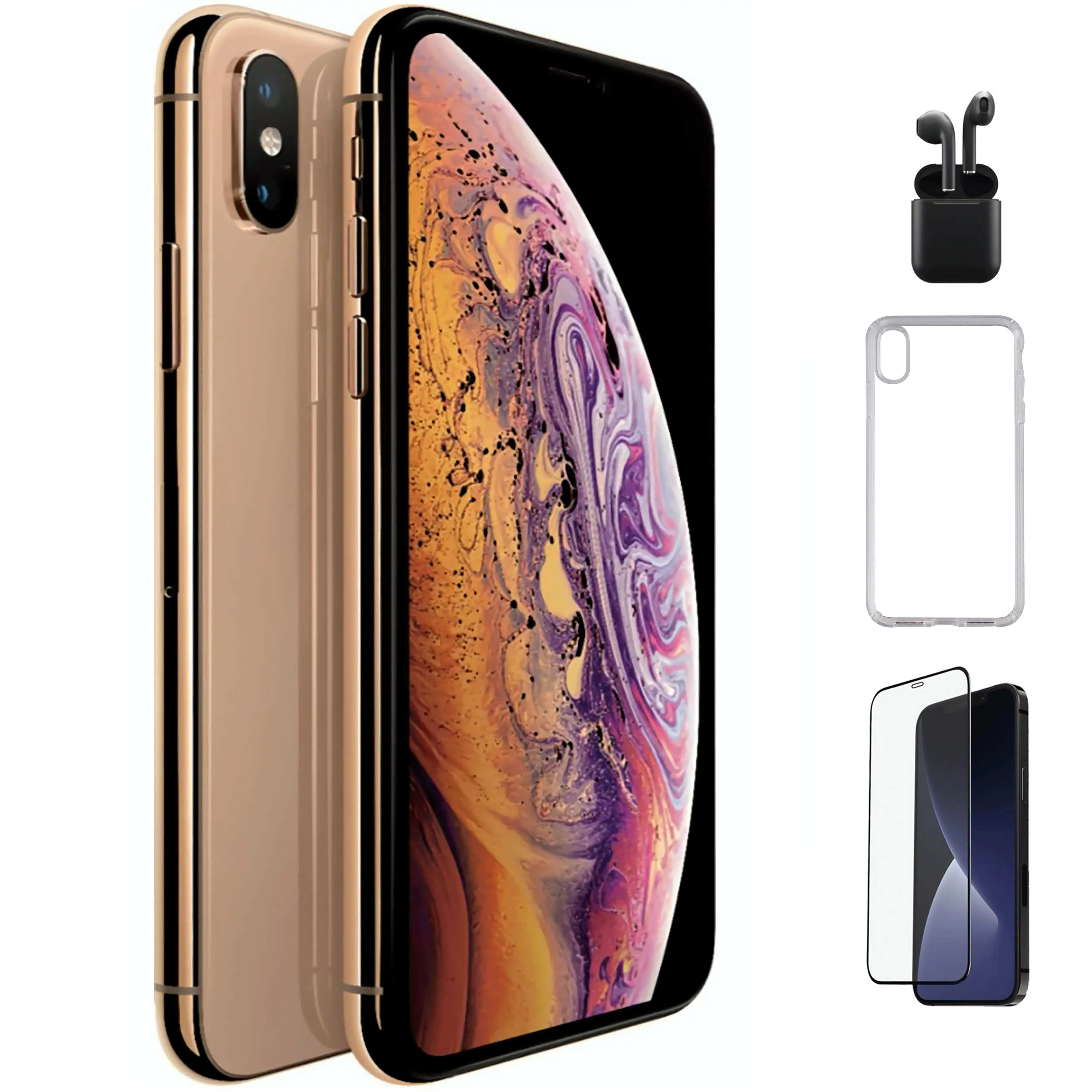 Refurbished iPhone XS Max (Fully Unlocked)-Good Condition with Case & Tempered Glass Screen Protector & 1 Year Warranty