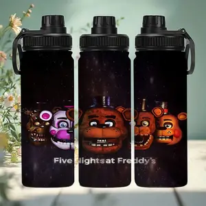 1pc 20oz Stainless Steel Insulated Mug, "Five Nights at Freddy's" Themed Water Bottle, with Handle and Leak-proof Lid. Keeps drinks hot or cold, suitable for various occasions. A personalized gift for birthdays/holidays, or for family and friends