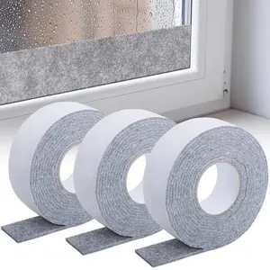 3 Rolls Window Condensation Absorption Strips, Self-Adhesive Reusable Gel Tape, Woolfelt Moisture Sealing Strip, Keeps Dry
