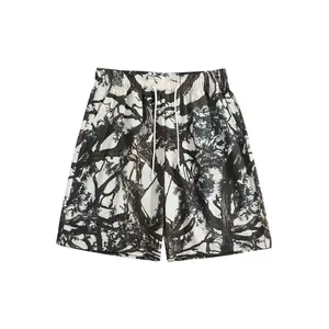 Men's Camouflage Shorts - Retro Mid-Waist Drawstring Elastane-Polyester Blend Oversized Gorpcore Style Jungle Woody Print Multi-Size Menswear Casual Streetwear Shorts for Day Wear,summervibes
