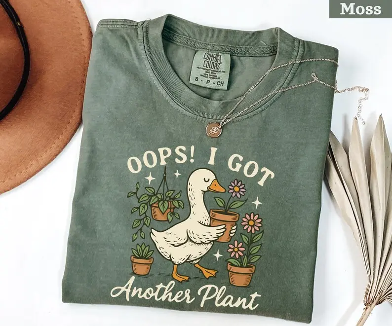 Comfort Colors Oops I Got Another Plant TShirt, Plant Lover T-Shirt, Gardening Tee, Funny Duck Plant Tee, Botanical Sweater, Gardener Gifts