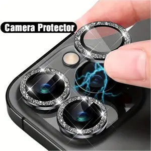 1 set Lens Camera Protector Glass For iPhone 16 15 14 13 12 11 Pro Max iPhone 15 Plus Back Camera Glitter Lens Protector on 15 Pro