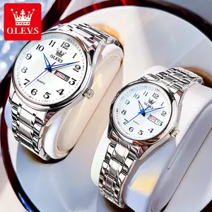 [Couple watch] OLEVS official flagship dual calendar quartz watch luminous waterproof quality watch 5567