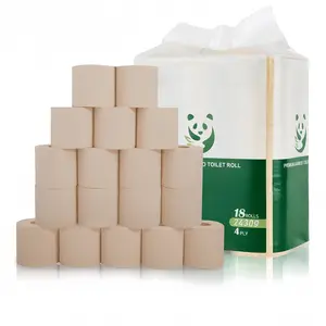 Bamboo Toilet Paper, 4-Ply, 18 Rolls, 200 Sheets Per Roll, Total 3600 Sheets, Unbleached, Sustainable and Tree Free, Soft, Strong, Earth-Friendly