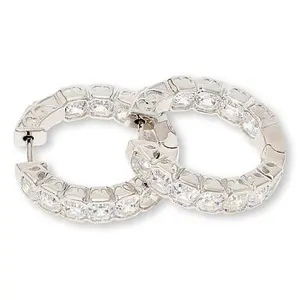Radiance by Absolute™ Asscher Inside-Outside Semi Bezel Hoop Earrings