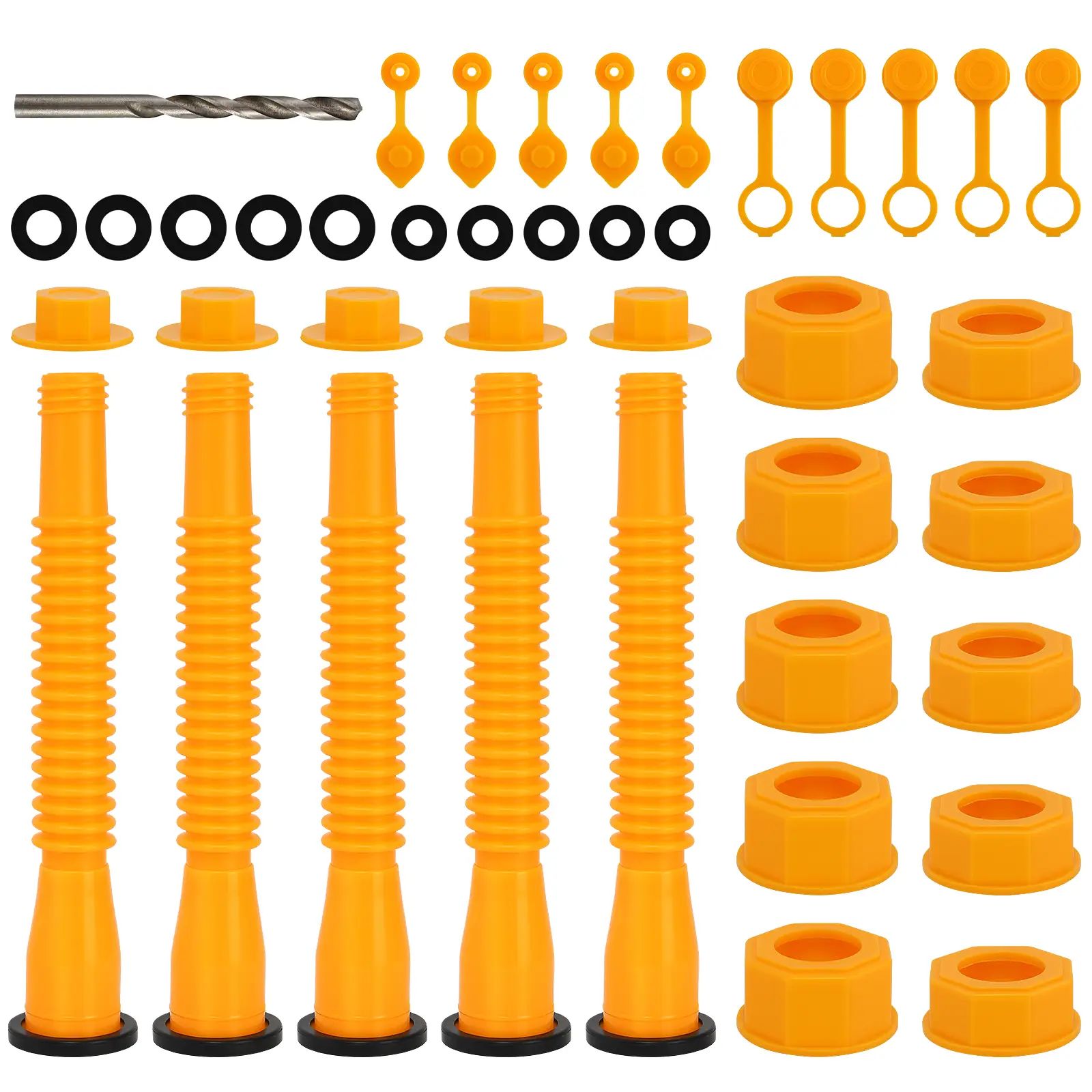Gas Can Spout Replacement, gas can nozzle kit, (3/5/6 Kit-Yellow) Flexible Pour Nozzle Suitable for Most 1/2/5/10 Gal Oil Cans, Fuel Can Spout Replace