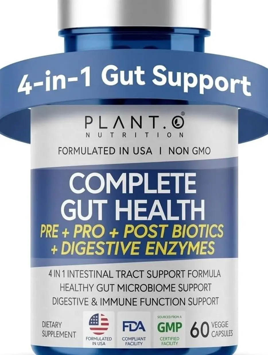 4-in-1 Gut Health Support – Prebiotics + Probiotics + Postbiotics + Digestive Enzymes – DE111 Spore Probiotic for Digestive Support & Bloating – Non-GMO, Made in USA – 60 Veggie Capsules