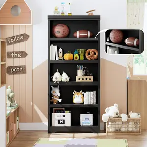 OP-Garvee 2/3/5/6 Tier Bookshelf, 75" Tall Farmhouse Bookcase with Adjustable Shelves, Floor Standing Open Display Storage Rack with Anti-Slip Design,Multiple styles, for Home Office, Balcony, Library, Study / Living Room