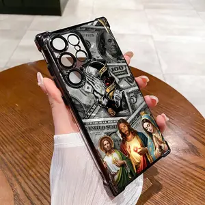 St. Jude Pattern Shockproof Phone Case For SAMSUNG GALAXY S22 S23 S24 S25 FE ULTRA PLUS Electroplating luxury transparent four corner anti drop and shockproof phone case 296