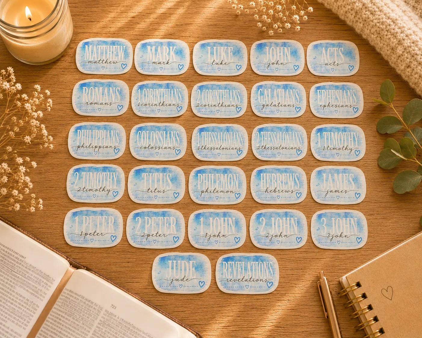 Books of the Bible Sticker Labels | Bible Journaling Stickers | Bible Book Name Stickers | Christian Bible Study Accessories