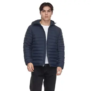 Rokka&Rolla Men's Midweight Puffer Jacket Hooded Coat-Navy, size Large