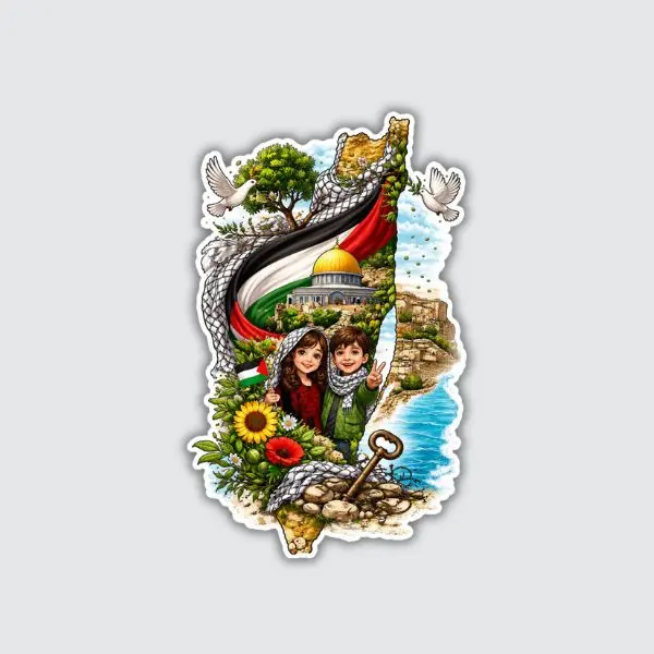 Palestine Kids Sticker, Palestinian Map Vinyl Decal, Dome of the Rock Waterproof Sticker, Palestine Flag Aesthetic Laptop Sticker