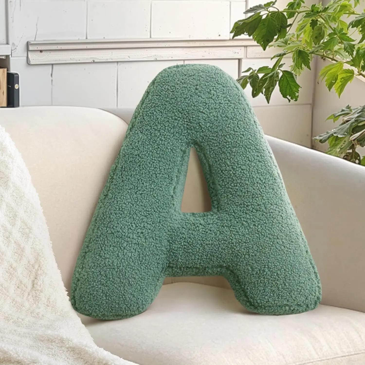 Soft Wool Letter Shape Decorative Throw Pillow Cushion for Sofa, Couch (No Extras Included) – 14.9" Lx11.8" W Letter A, Ideal for Couch Owners, Bedroom Use