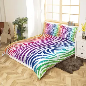 Colorful Zebra Stripe Pattern Bedding Set, 1 Count Soft Comfortable Duvet Cover & Pillowcase without Filler, Bedding Supplies for Home Bedroom