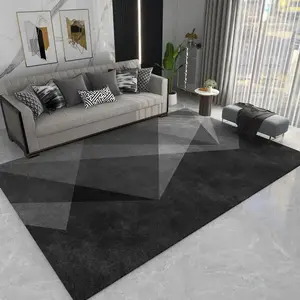 Modern Geometric Gradient Gray Flannel Area Rug - Oversized Soft Plush Mat for Living Room & Bedroom, Non-Slip Thick Minimalist Pattern Home Decor for Contemporary Enthusiasts #ModernRug #GeometricCarpet #MinimalistHomeDecor #FlannelMat #NonSlipRug