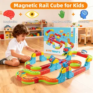 Magnetic Track  Set, Rich Accessories for Free DIY & Imaginative Play,electric train set, train tracks, Building Blocks Set, Stem Building Blocks,Magnetic Building Block Train Set,Magnetic Blocks, Kids Educational Toy, Transforming rack , mini car,