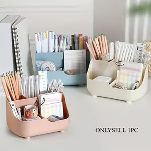 Large Capacity Minimalist Solid Color Five-Compartment Multi-functional Desktop Storage Box Desk Tidy Office Organizer