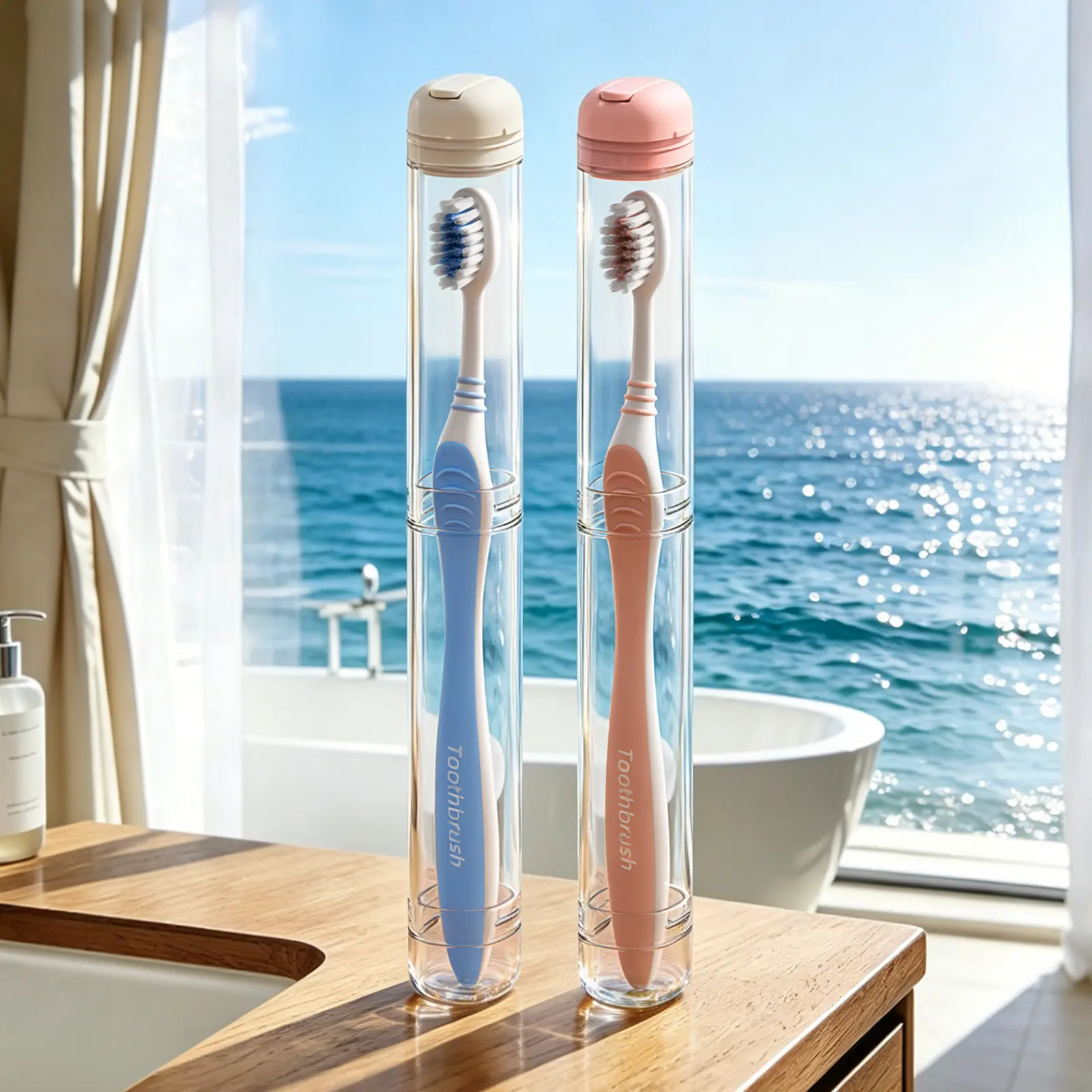 2 Pack Portable Clear Travel Toothbrush Storage Tube, Ventilated Dustproof Toothbrush Cover Fit Manual & Slim Mini Electric Toothbrushes, Oral Care Travel Accessories for Camping Business Trip Vacation