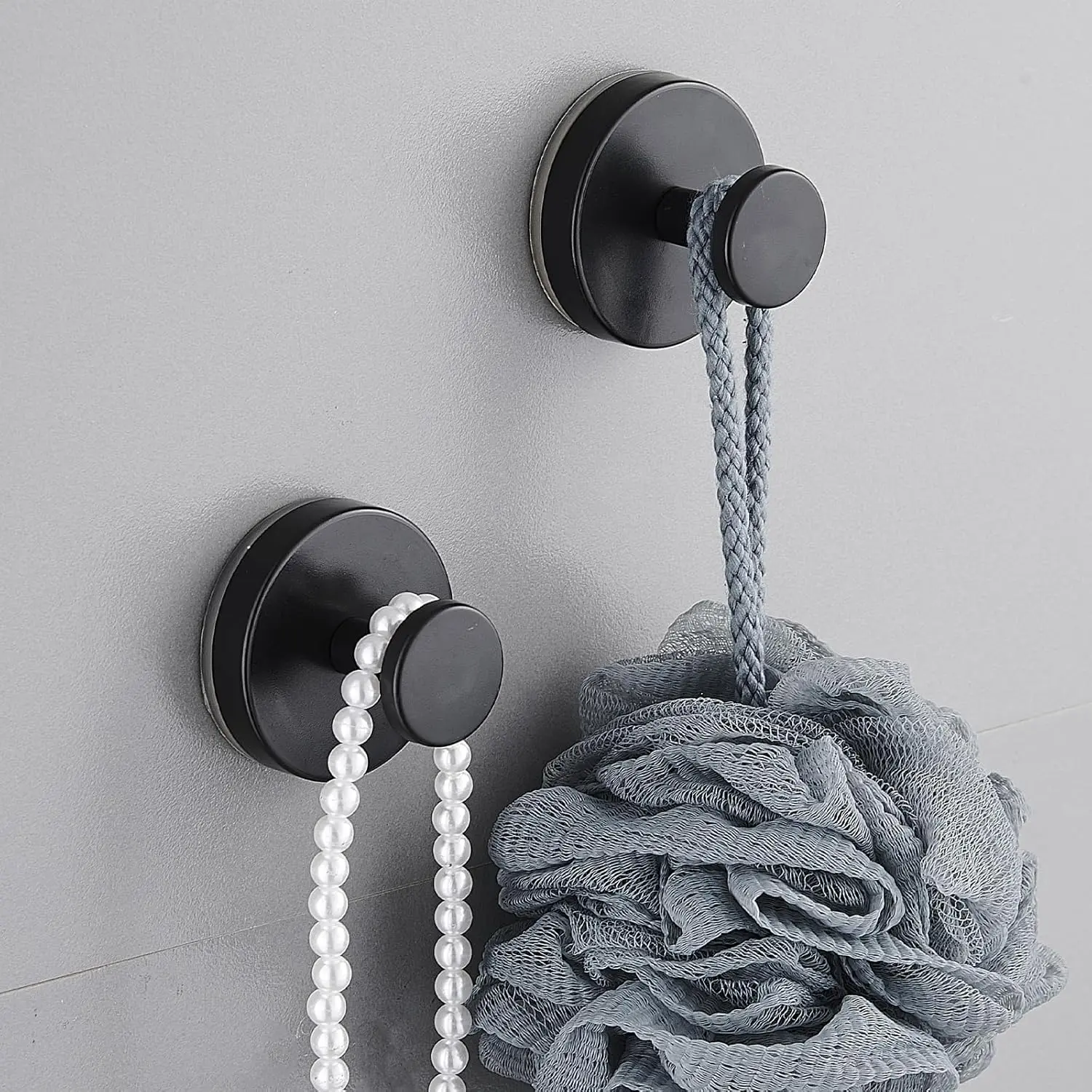 2PCs-No-Drill Bathroom Hooks for towels, Suction Cup Hooks for Shower, Strong Suction Cup Hooks for Bathroom&Kitchen, Suction cup Wreath Hanger, Punch Free Glass Tile Wall Hanging Hooks