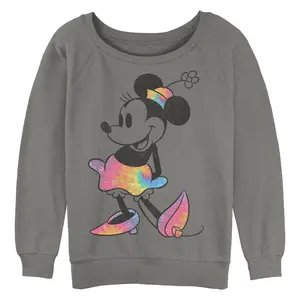 Junior's Mickey & Friends Rainbow Tie-Dye Minnie Mouse Sweatshirt