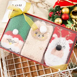 3 Pairs Gift Set Womens Fuzzy Socks Winter Warm Cozy Fluffy Super Soft Slipper Socks with Festive Designs for Cozy Winter Days