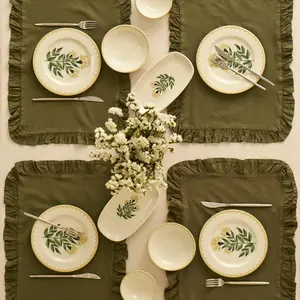 Lena 10-Piece Floral Motif Porcelain Tableware Set, Oval Plates and Bowls for Breakfast Use