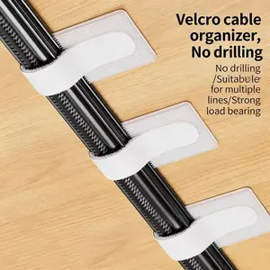 Back Adhesive Velcro Cable Organizer, Data Line Storage Solution, Computer Wire Management Straps, Desktop Cord Fixing Tool, Desk Accessories