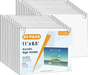 MaxGear Acrylic Sign Holder 8.5 x 11 Inch, Wall Mount Sign Holders Clear Plastic Picture Frame with Adhesive Tapes and Screws for Office, Home, Store, Restaurant, Landscape, 24 Pack