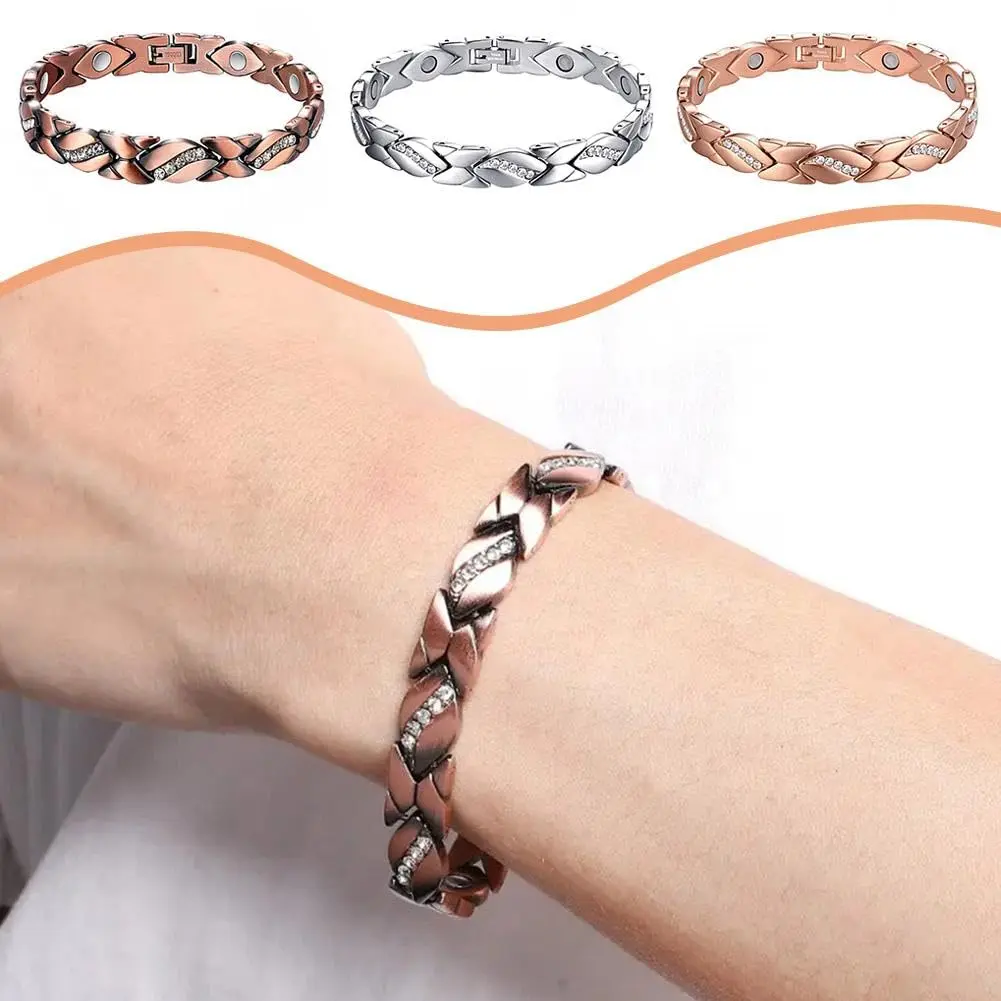 New for 2026 unisex luxury gold-colored leaf health magnetic bracelets for women and men—power magnetic bracelet bangle, loss prevention decorative jewelry with you accessories, trendy for women and men