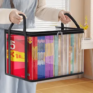 Stuffed Animal Storage PVC Organizer Bag Doll Storage Container Dustproof Box with Carrying Handle for Playroom Living Room Children's Birth, Black